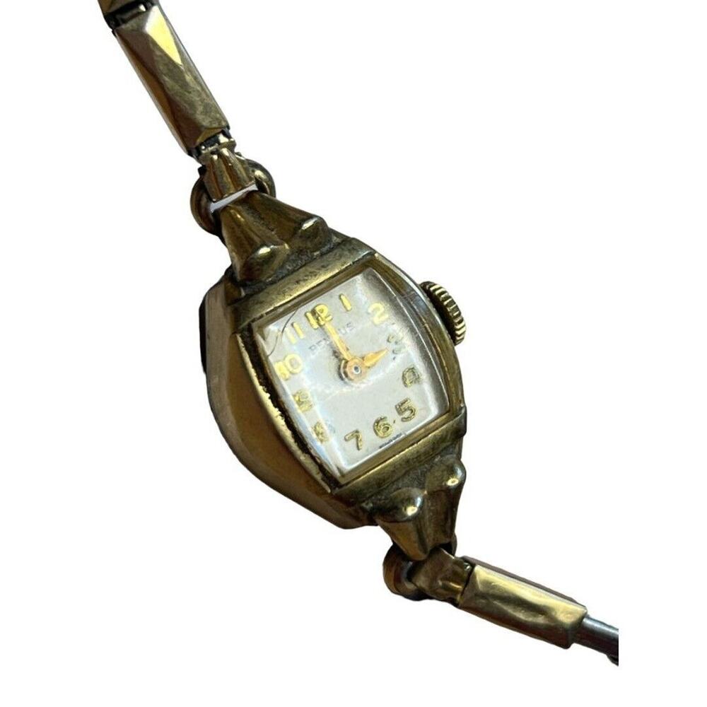 Vintage Benrus Swiss 10k gf Ladies Wrist Watch Glen Band Not Working